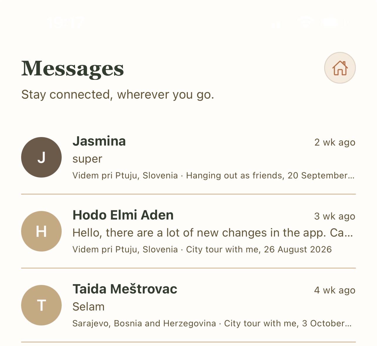 Messages in the Ameenah app
